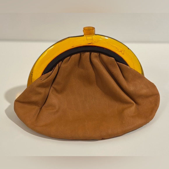 Vintage 50s 60s Budd Genuine Leather & Lucite Coin Purse - Inwood, Long Island - Picture 6 of 12
